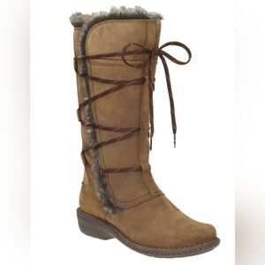 Clark's Avington Hayes Tall Lace-Up Suede Leather, Fur-lined Mid-Calf Boots, 10